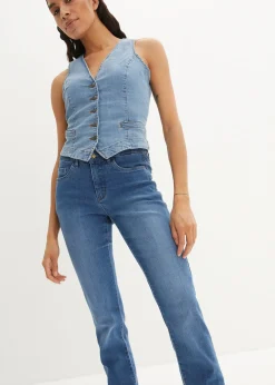 Jean droit taille mi-haute, extensible