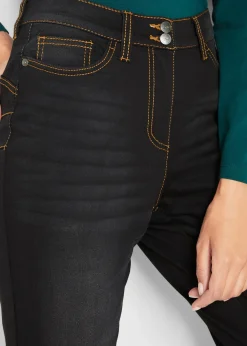 Jean droit taille mi-haute élastiquée, doublure chaude