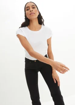 Jean droit taille mi-haute, extensible