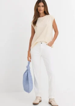 Jean droit taille mi-haute, extensible