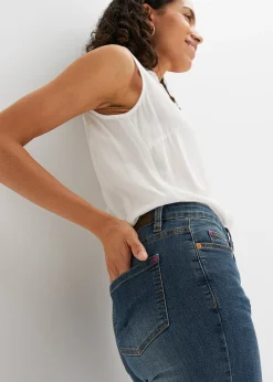 Jean droit taille mi-haute, extensible