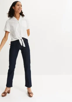 Jean droit taille mi-haute, extensible