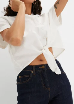 Jean droit taille mi-haute, extensible