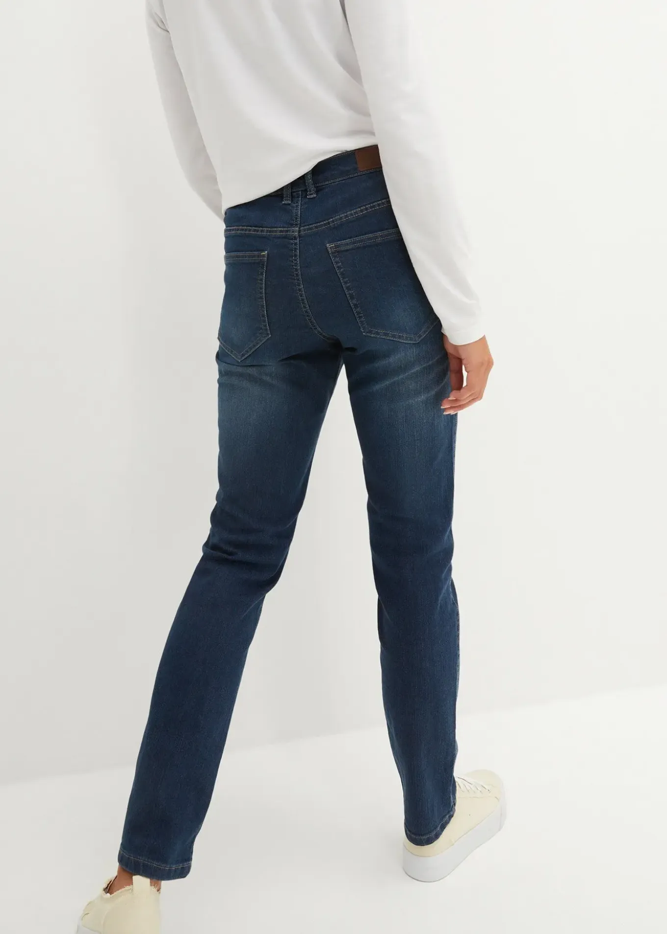 Jean droit taille mi-haute, extensible