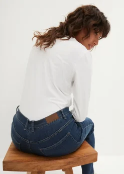 Jean droit taille mi-haute, extensible