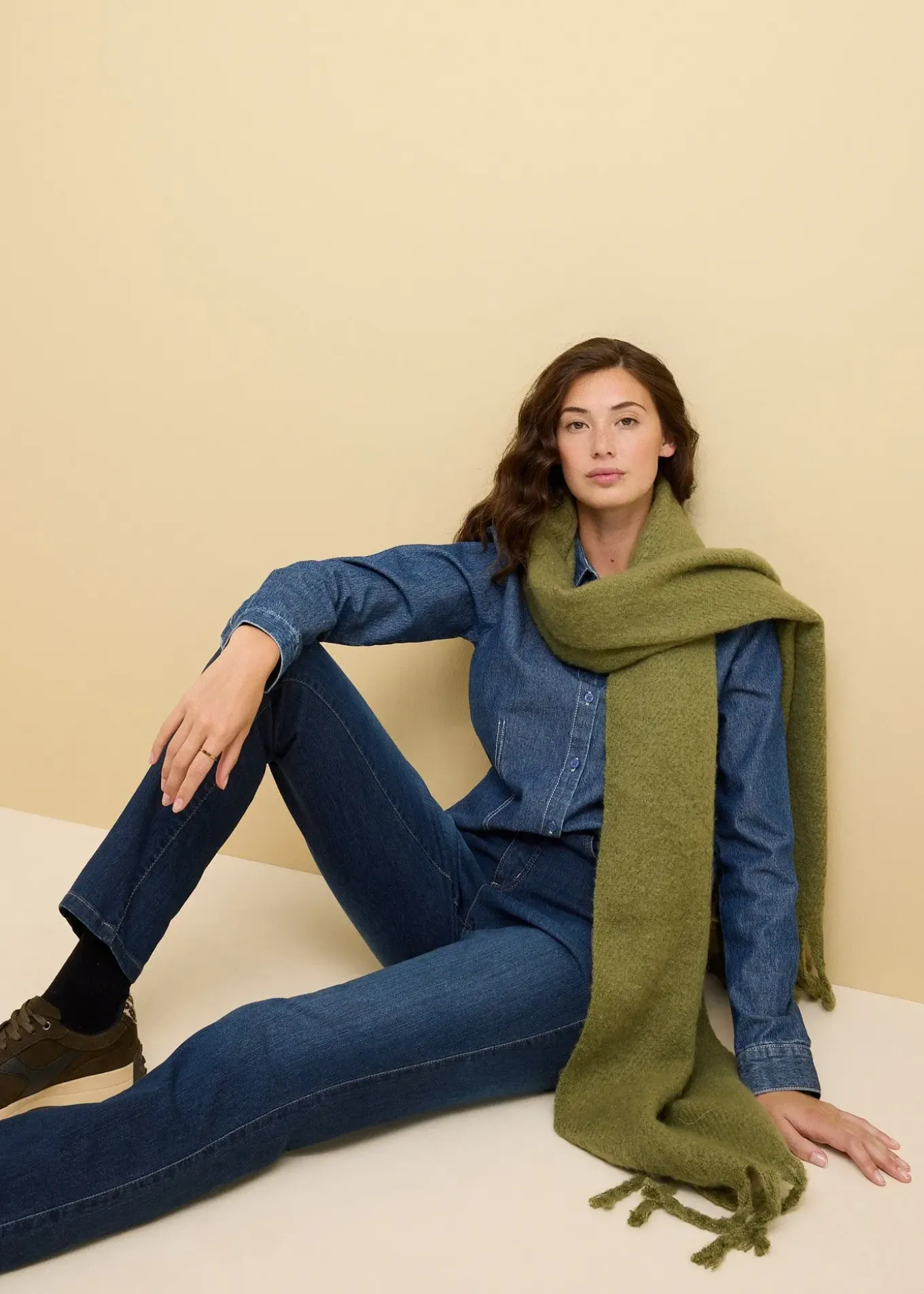 Jean droit taille mi-haute, extensible