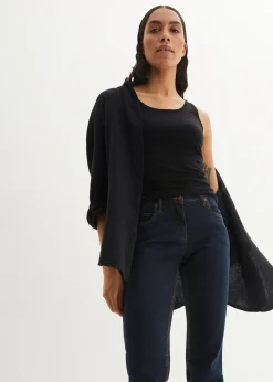 Jean droit taille mi-haute, extensible