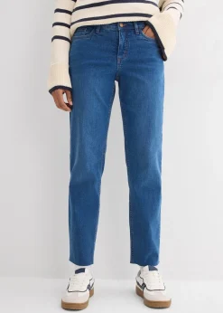 Jean droit, taille mi-haute, cropped