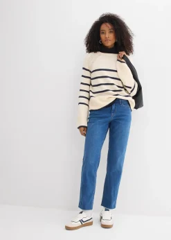 Jean droit, taille mi-haute, cropped