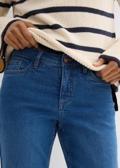 Jean droit, taille mi-haute, cropped