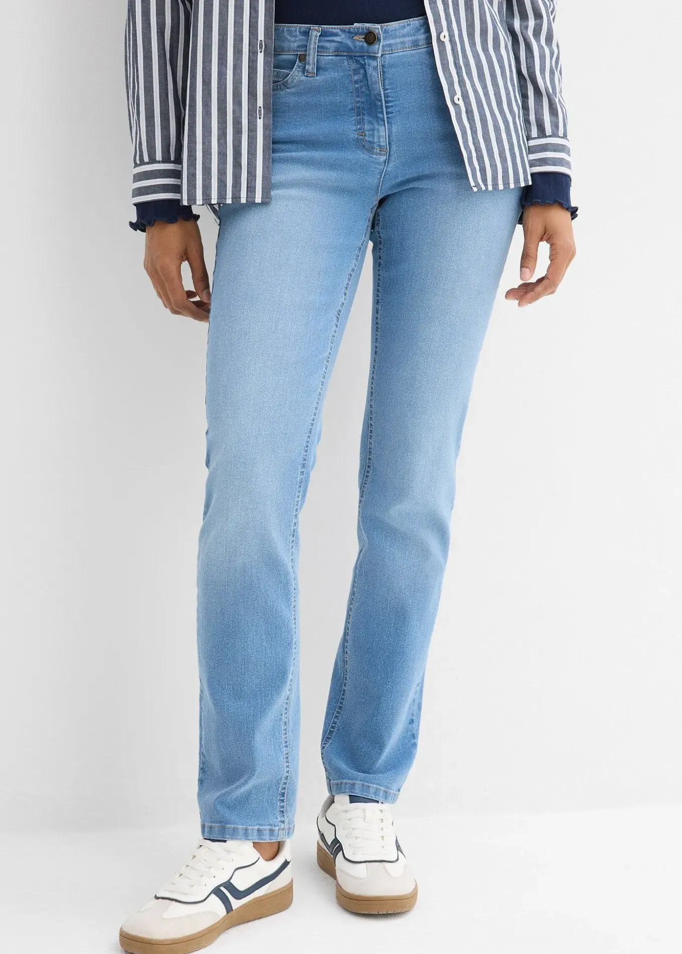 Jean droit taille mi-haute, extensible