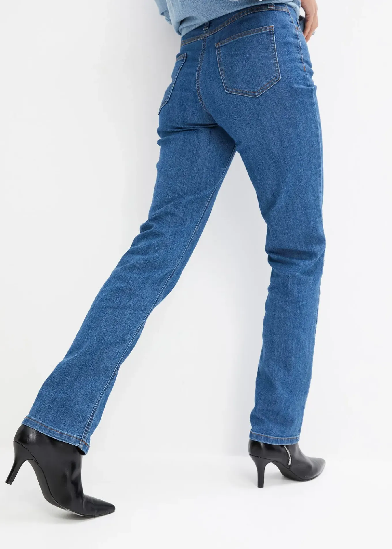 Jean droit taille mi-haute, extensible