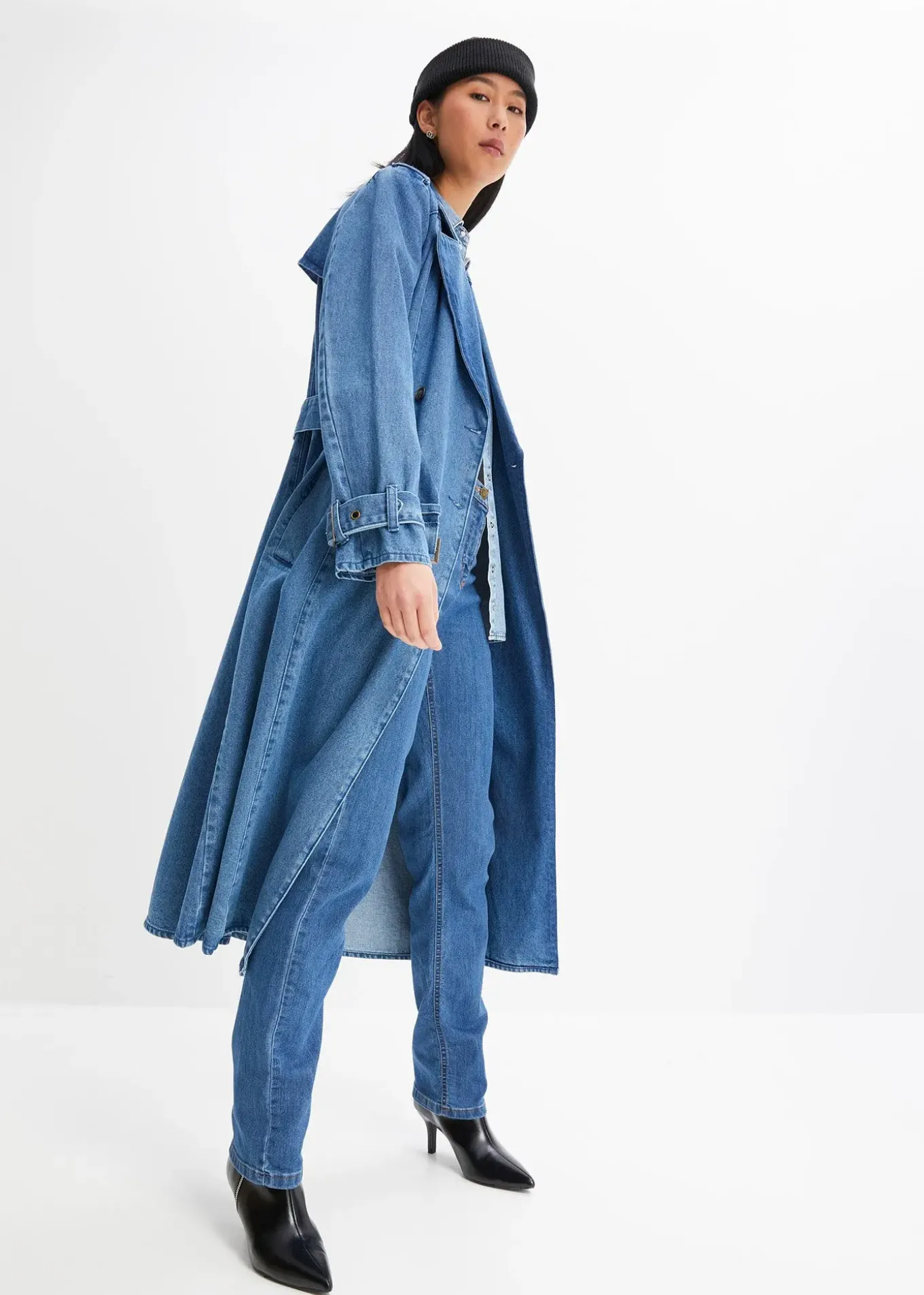 Jean droit taille mi-haute, extensible