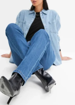 Jean droit taille mi-haute, extensible