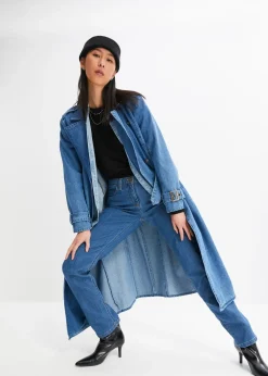 Jean droit taille mi-haute, extensible