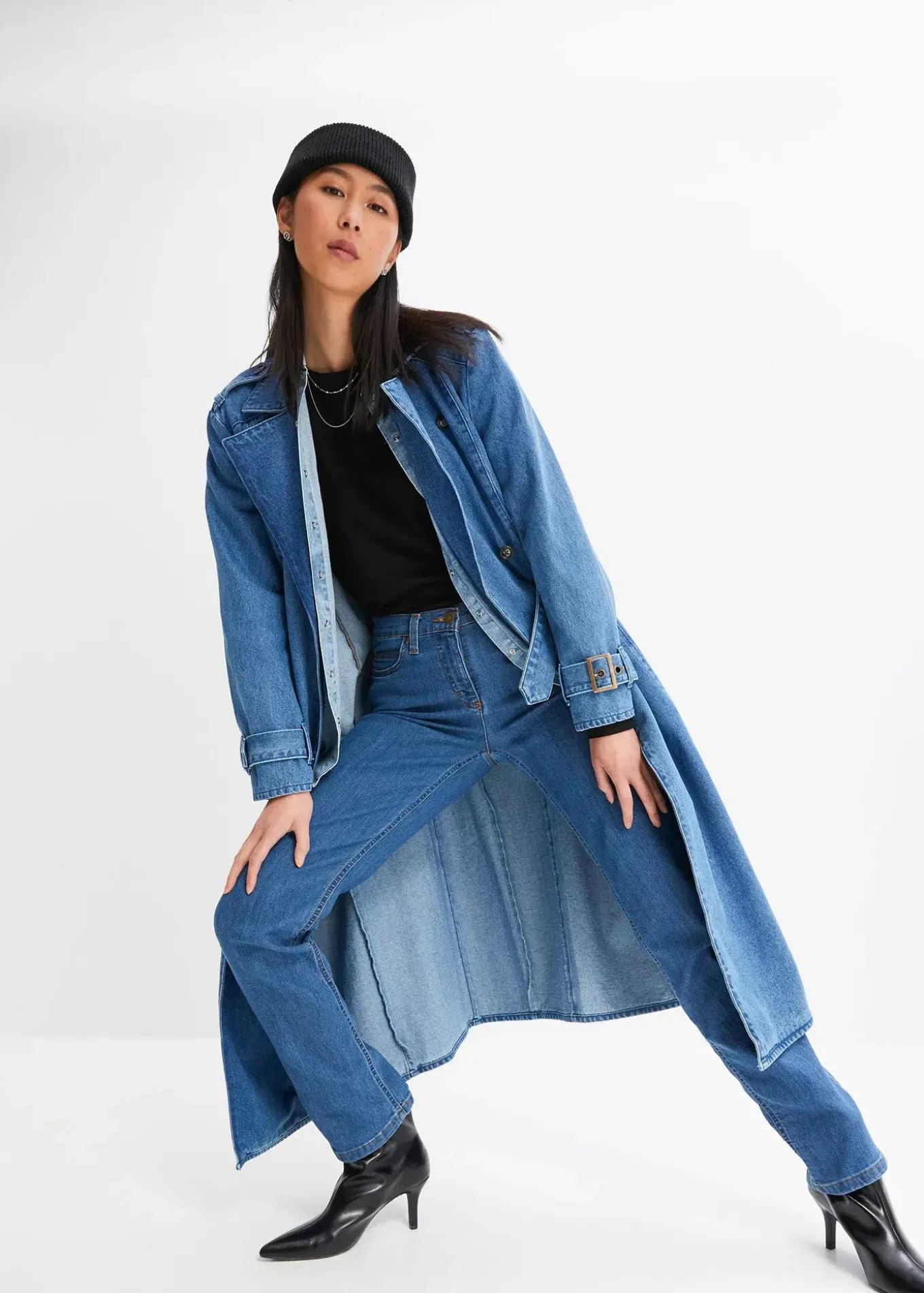 Jean droit taille mi-haute, extensible