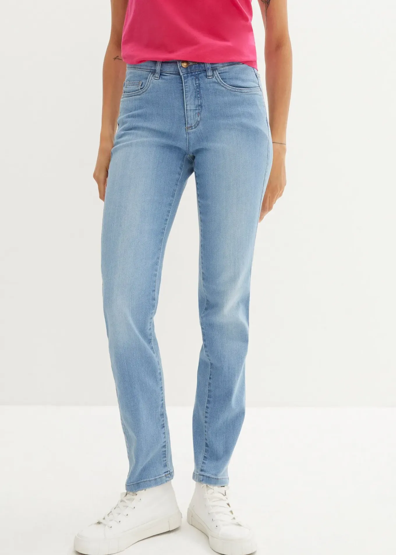 Jean droit taille mi-haute, extensible