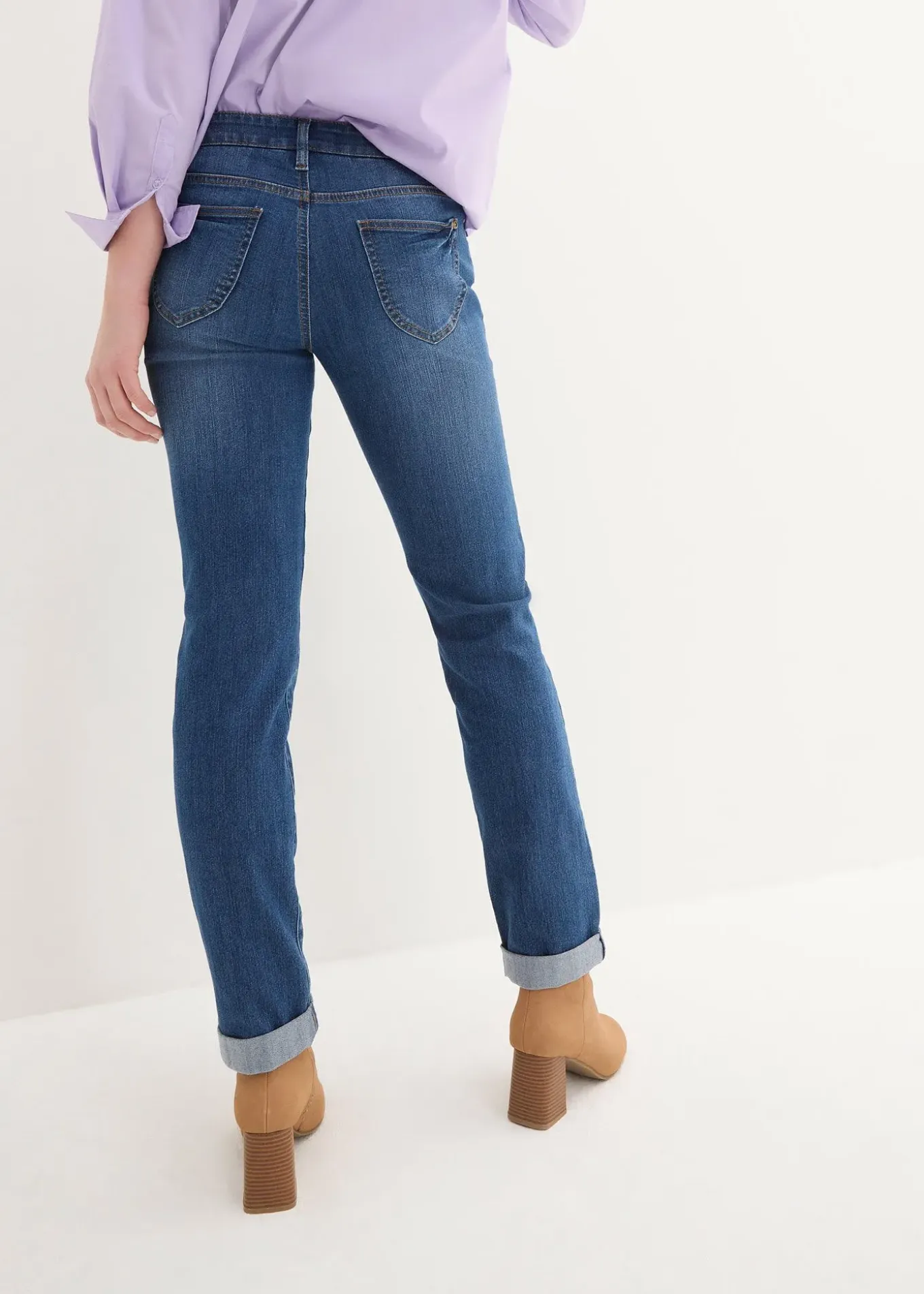 Jean droit taille mi-haute, extensible