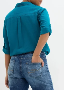 Jean droit, taille mi-haute, extensible