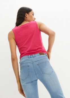 Jean droit taille mi-haute, extensible