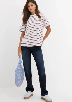 Jean droit taille mi-haute et élastiquée