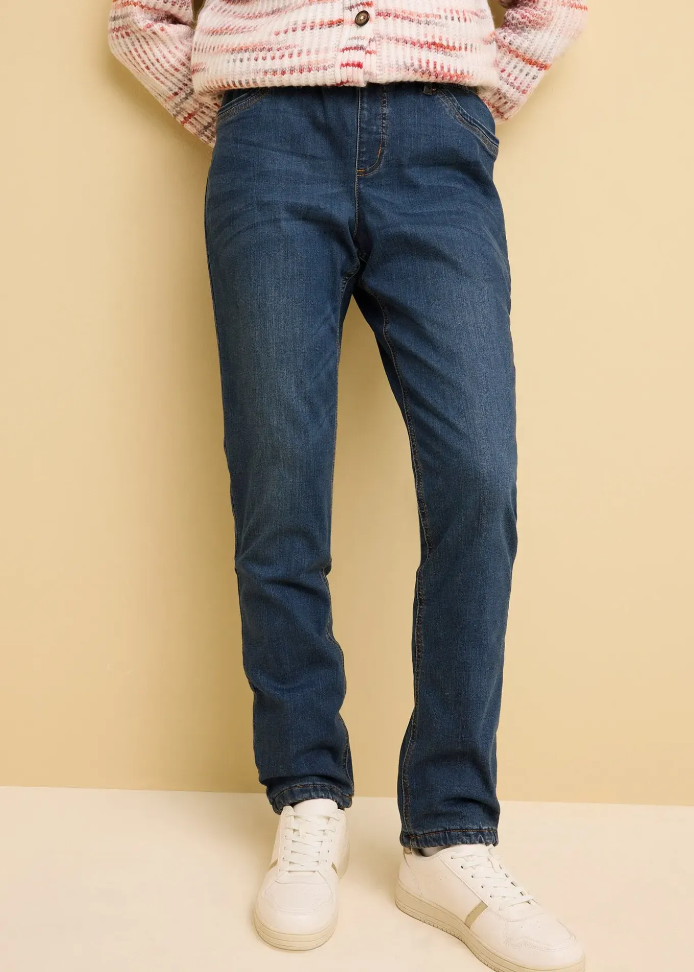 Jean droit taille mi-haute, thermique