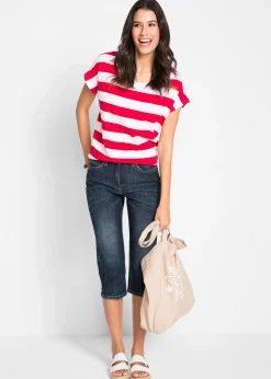 Jean droit, taille mi-haute, extensible