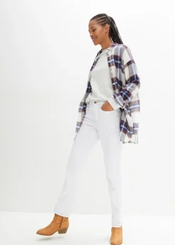 Jean droit taille mi-haute, extensible