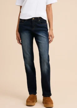 Jean droit taille mi-haute, extensible