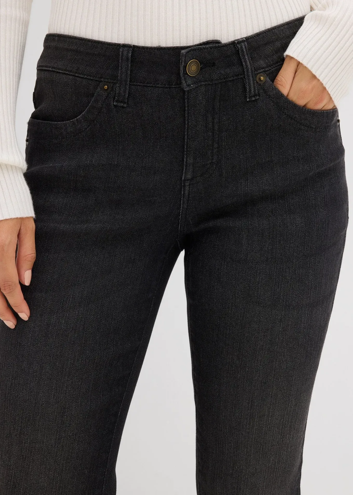 Jean droit taille mi-haute, extensible