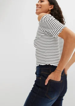 Jean droit taille mi-haute, extensible