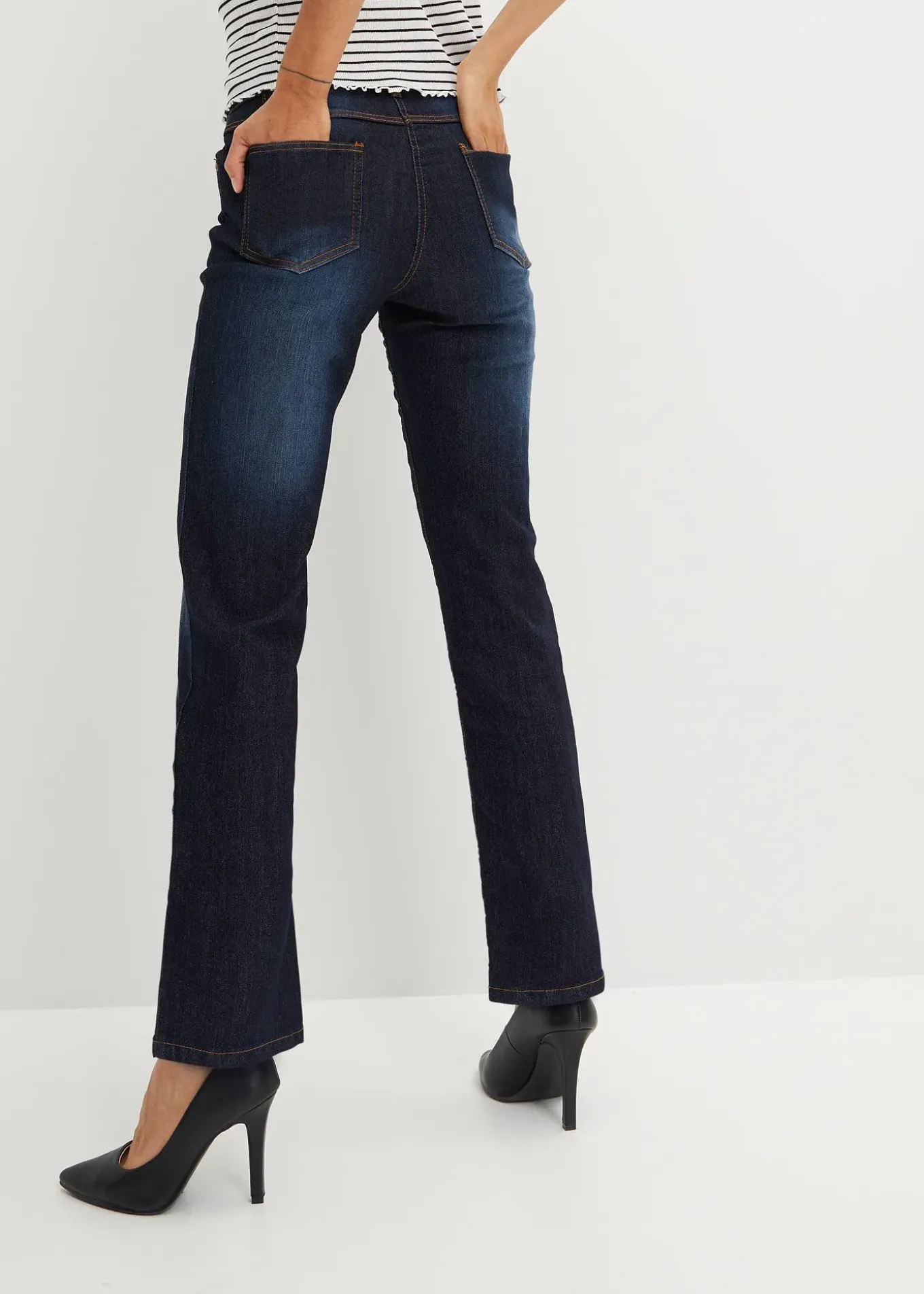 Jean droit taille mi-haute, extensible
