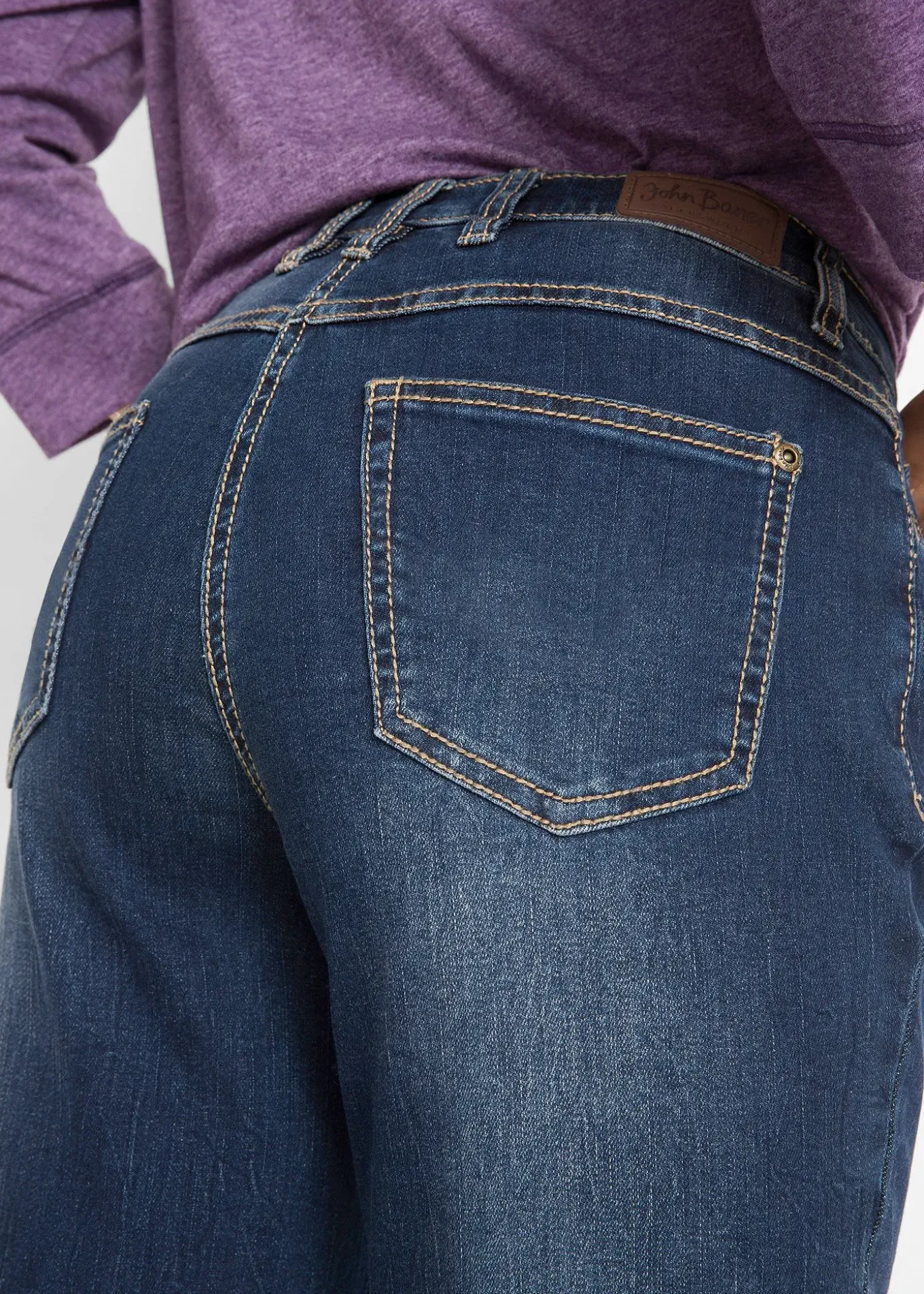 Jean droit taille mi-haute, extensible