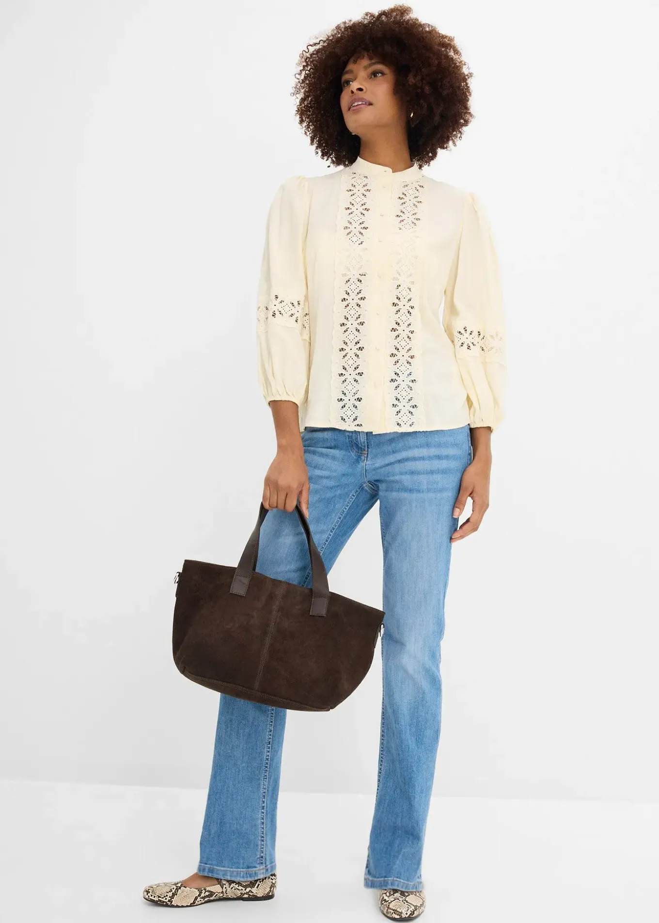 Jean droit taille mi-haute et élastiquée