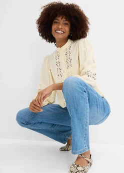 Jean droit taille mi-haute et élastiquée