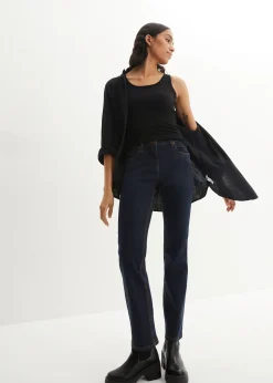 Jean droit taille mi-haute, extensible
