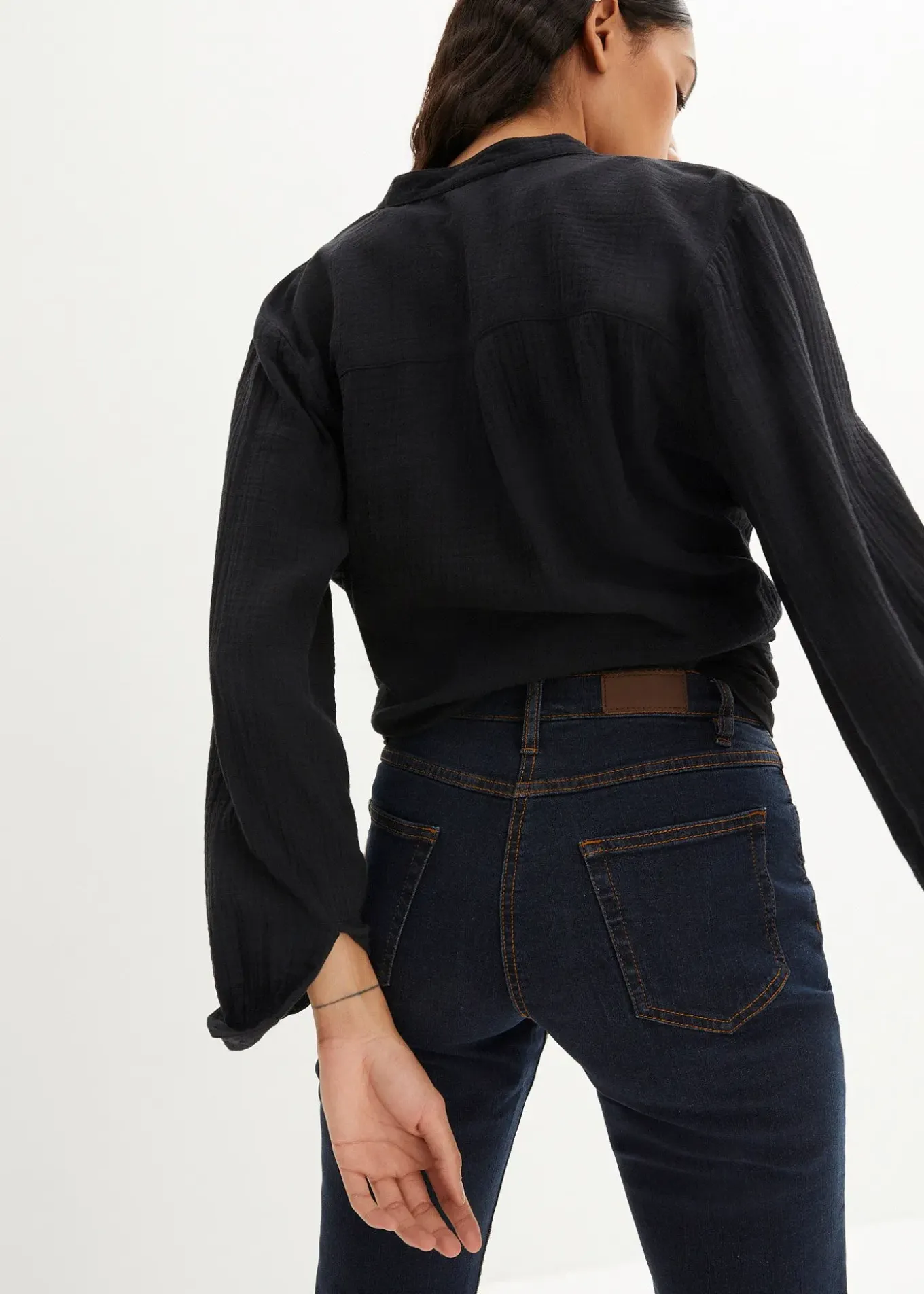 Jean droit taille mi-haute, extensible