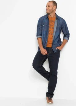 Jean extensible classique à doublure thermique en polaire