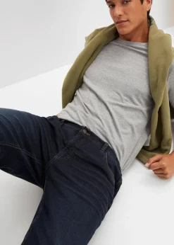 Jean extensible loose, taille élastiquée, doublure chaude, droit