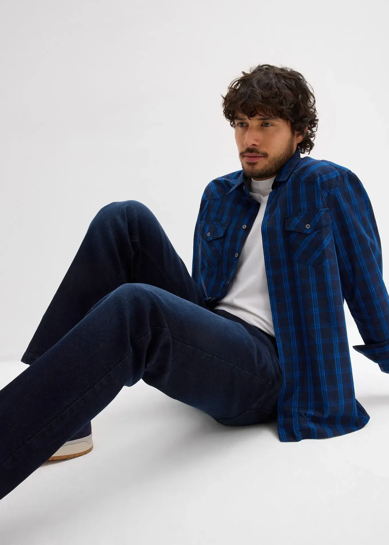 Jean extensible regular avec ceinture, droit