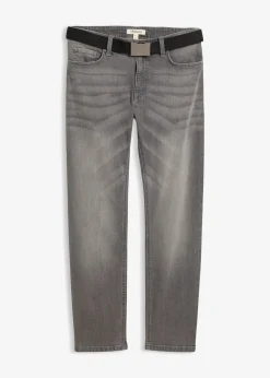 Jean extensible regular avec ceinture, droit