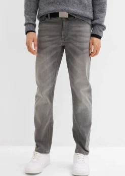 Jean extensible regular avec ceinture, droit