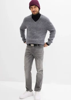 Jean extensible regular avec ceinture, droit