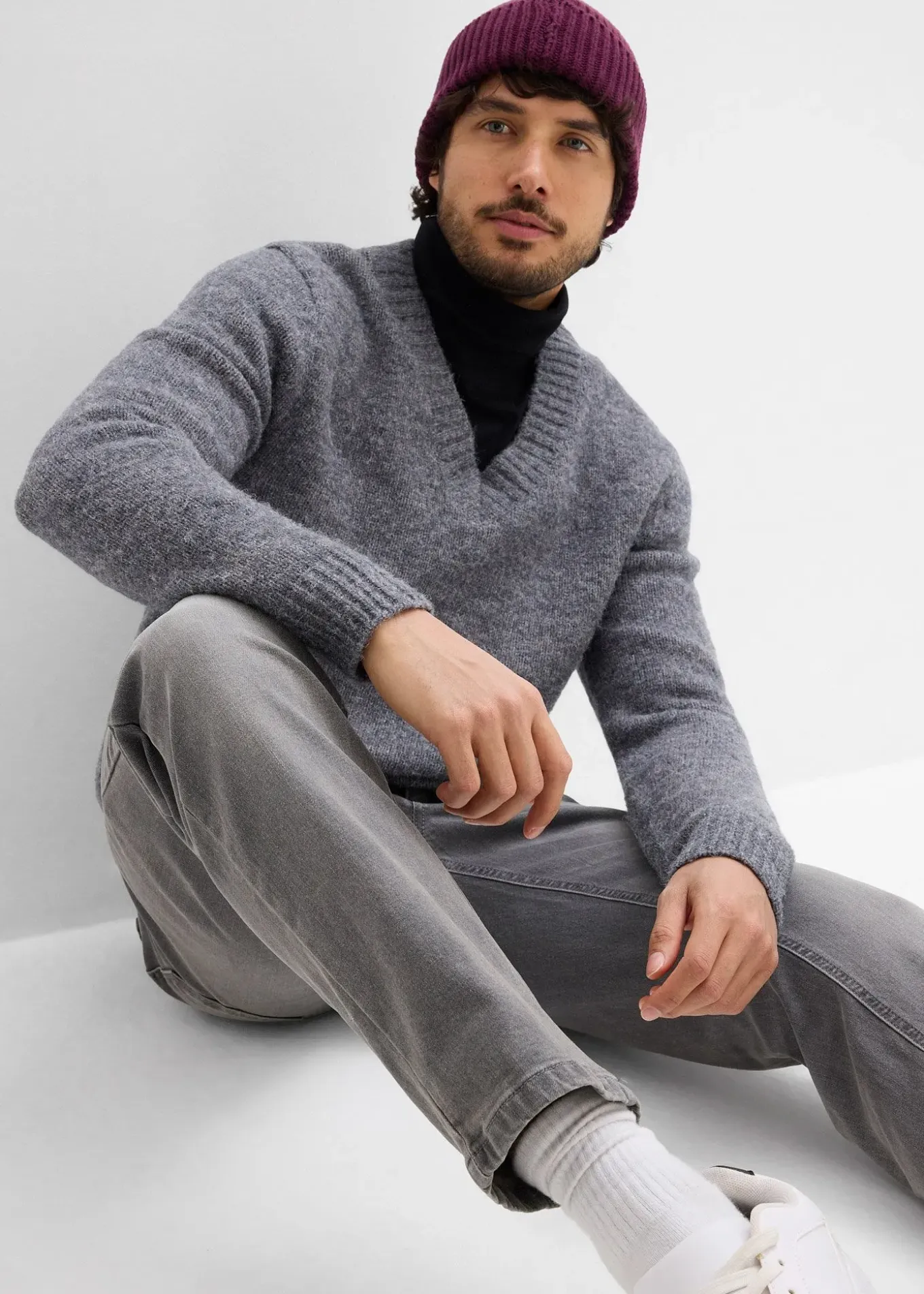 Jean extensible regular avec ceinture, droit