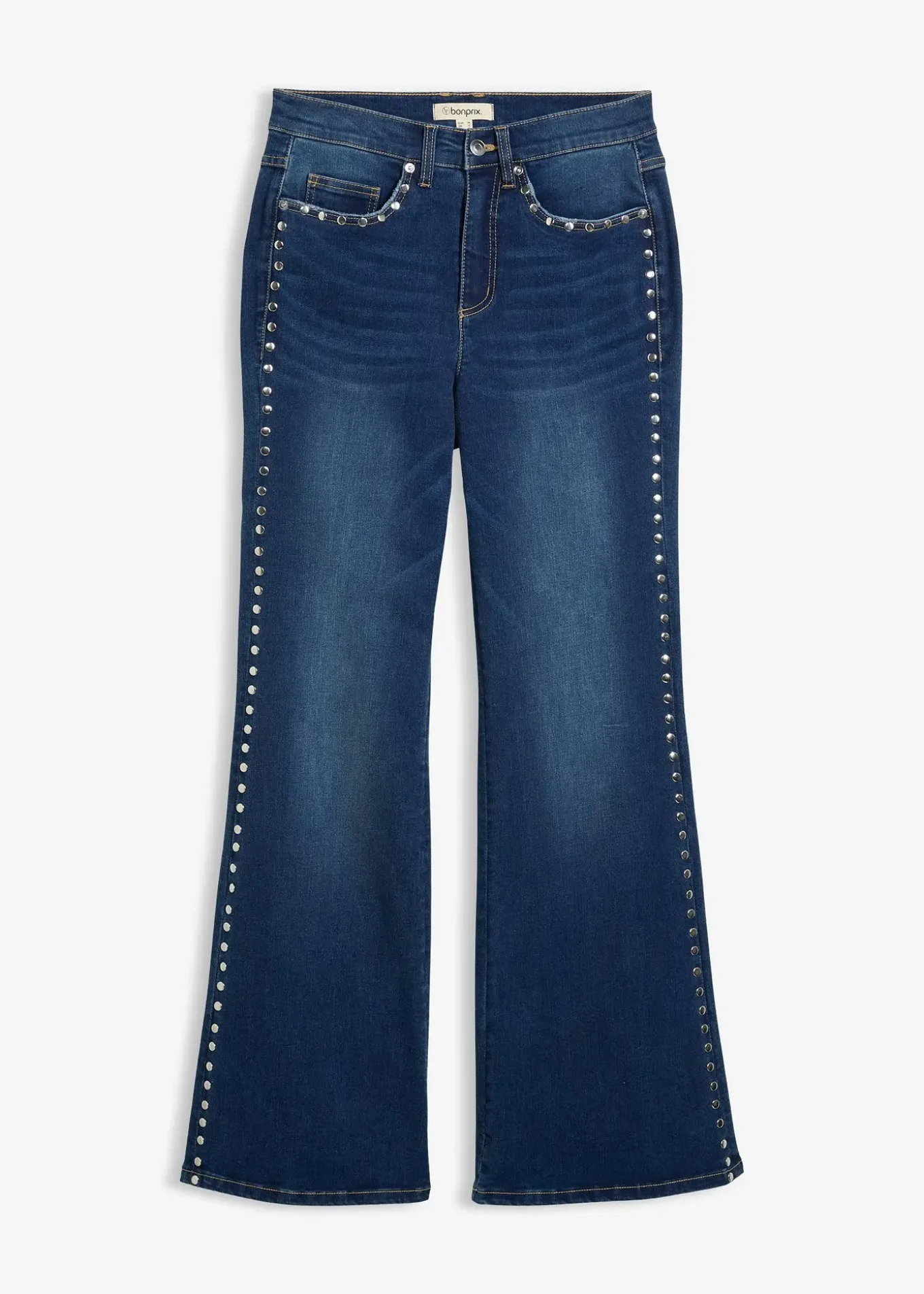 Jean flare taille haute avec rivets