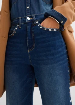 Jean flare taille haute avec rivets