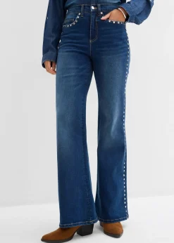 Jean flare taille haute avec rivets