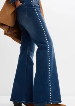 Jean flare taille haute avec rivets