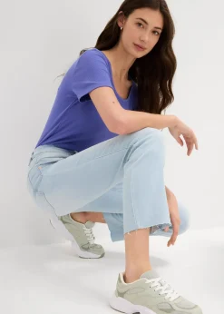 Jean flare taille haute, cropped