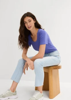 Jean flare taille haute, cropped